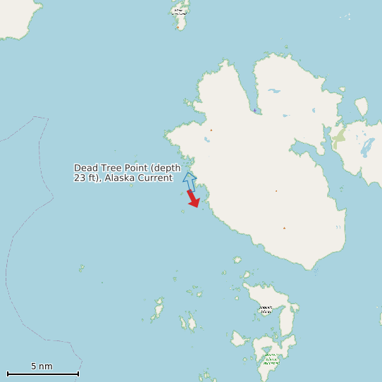 Map of Dead Tree Point (depth 23 ft), Alaska Current Prediction Station