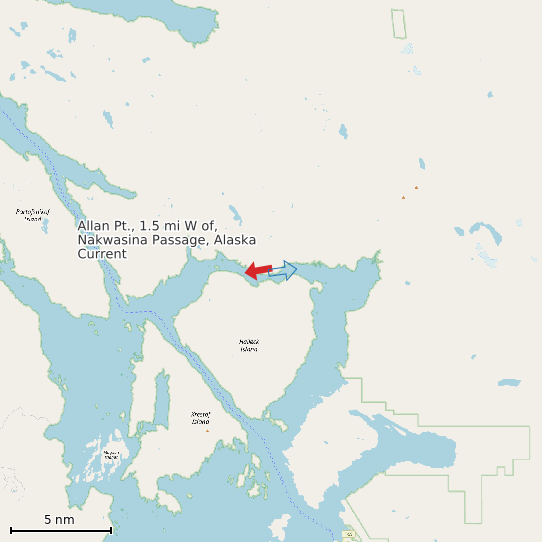 Map of Allan Pt., 1.5 mi W of, Nakwasina Passage, Alaska Current Prediction Station