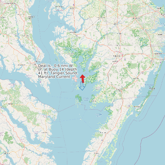 Deal Is., 0.6 nmi W. of, at Buoy 14 (depth 41 ft), Tangier Sound, Maryland Current map