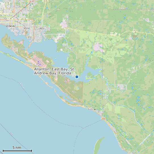 Map of Allanton, East Bay, St. Andrew Bay, Florida Tide Prediction Station