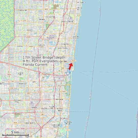 Map of 17th Street Bridge (depth 9 ft), Port Everglades, Florida Current Prediction Station