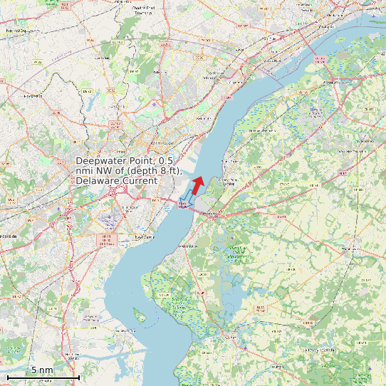 Map of Deepwater Point, 0.5 nmi NW of (depth 8 ft), Delaware Current Prediction Station