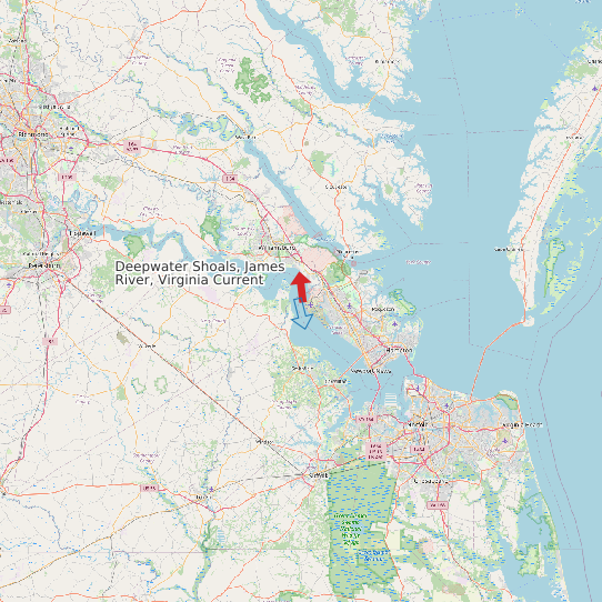 Deepwater Shoals, James River, Virginia Current map