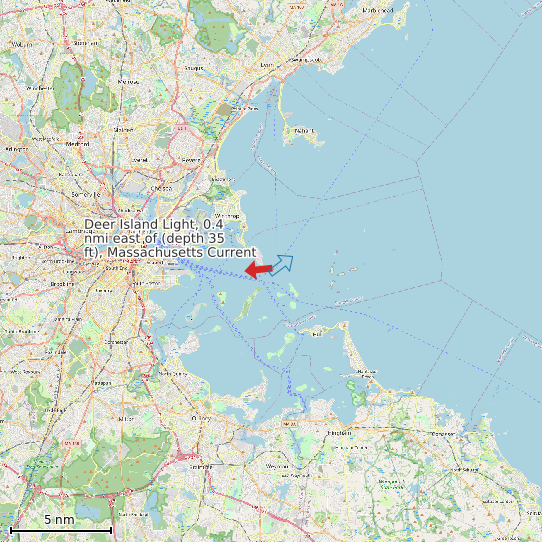 Map of Deer Island Light, 0.4 nmi east of (depth 35 ft), Massachusetts Current Prediction Station