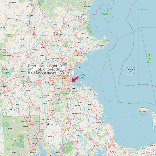 Map of Deer Island Light, 0.7 nmi ESE of (depth 35 ft), Massachusetts Current Prediction Station