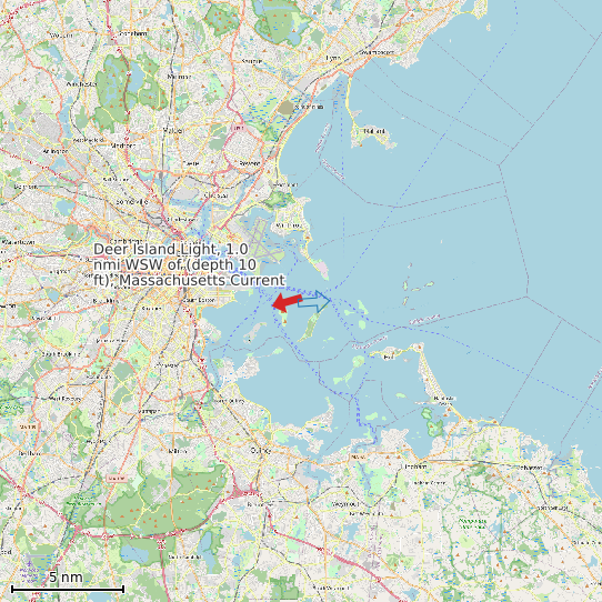 Map of Deer Island Light, 1.0 nmi WSW of (depth 10 ft), Massachusetts Current Prediction Station