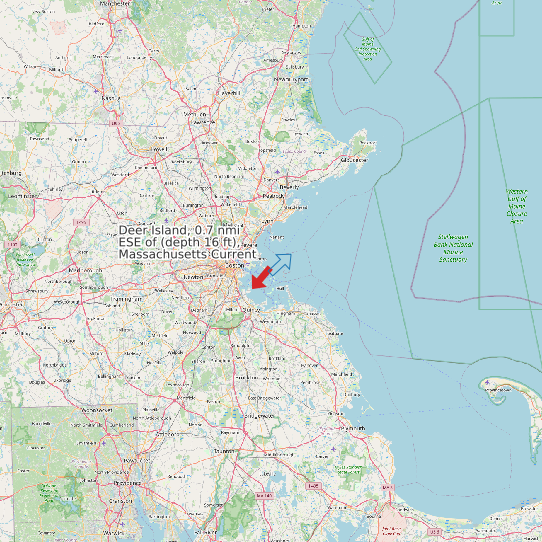 Deer Island, 0.7 nmi ESE of (depth 16 ft), Massachusetts Current map