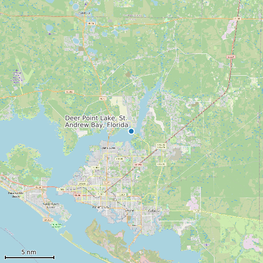 Map of Deer Point Lake, St. Andrew Bay, Florida Tide Prediction Station