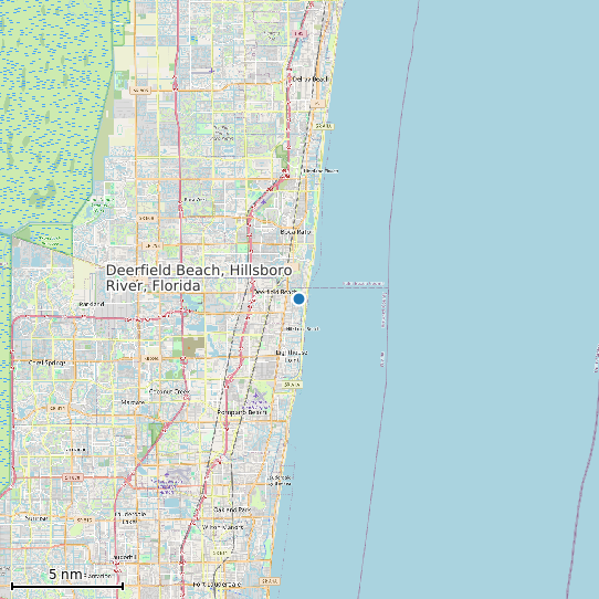 Map of Deerfield Beach, Hillsboro River, Florida Tide Prediction Station