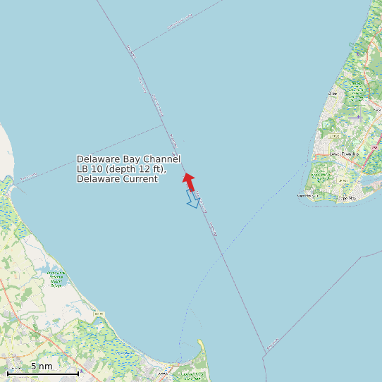 Map of Delaware Bay Channel LB 10 (depth 12 ft), Delaware Current Prediction Station