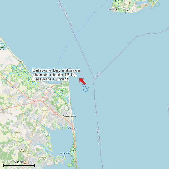 Map of Delaware Bay entrance channel (depth 15 ft), Delaware Current Prediction Station