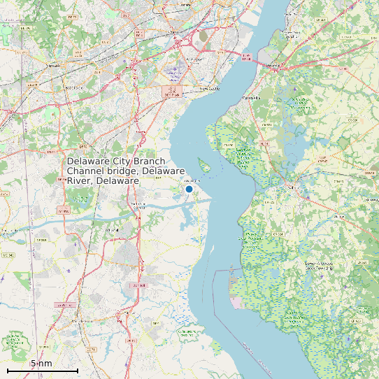 Map of Delaware City Branch Channel bridge, Delaware River, Delaware Tide Prediction Station