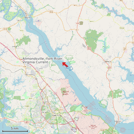 Map of Allmondsville, York River, Virginia Current Prediction Station