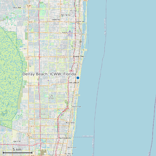 Map of Delray Beach, ICWW, Florida Tide Prediction Station