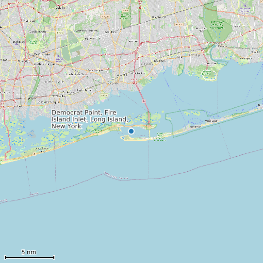 Map of Democrat Point, Fire Island Inlet, Long Island, New York Tide Prediction Station