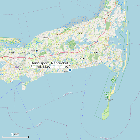 Map of Dennisport, Nantucket Sound, Massachusetts Tide Prediction Station