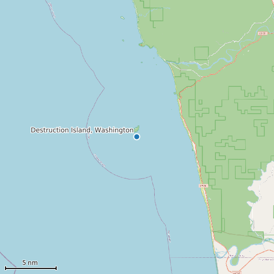Map of Destruction Island, Washington Tide Prediction Station