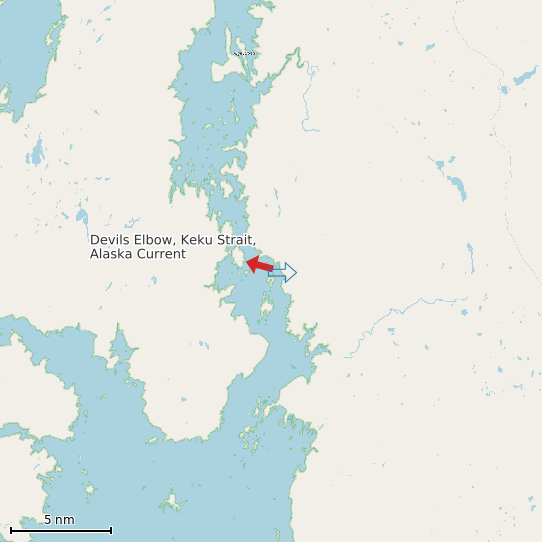 Map of Devils Elbow, Keku Strait, Alaska Current Prediction Station