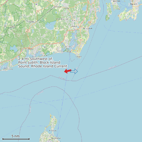 Map of 2.4 mi southwest of, Point Judith, Block Island Sound, Rhode Island Current Prediction Station