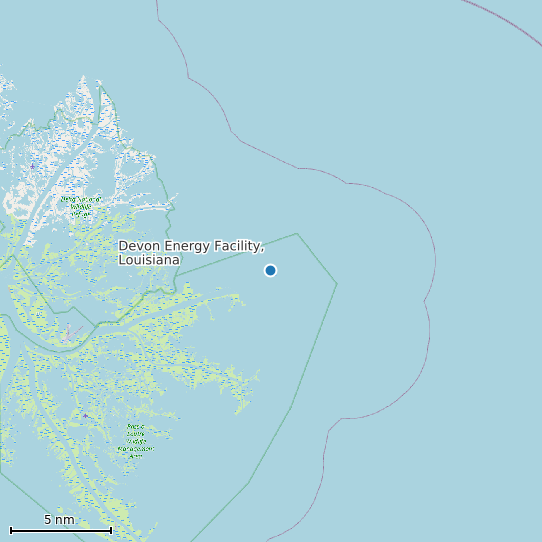 Map of Devon Energy Facility, Louisiana Tide Prediction Station