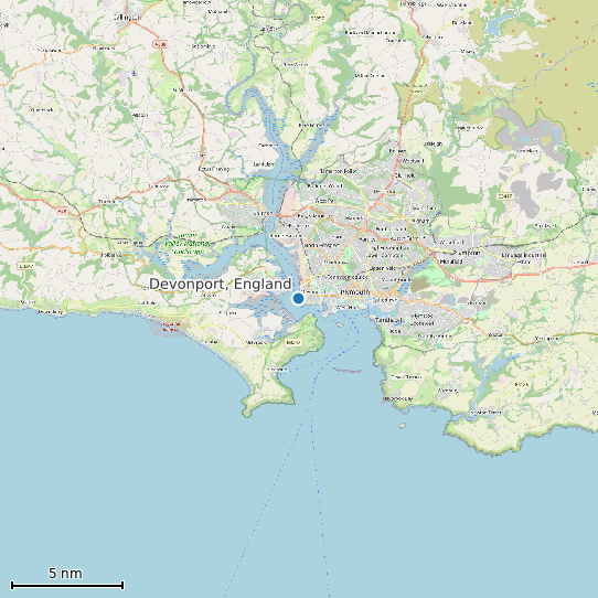 Map of Devonport, England Tide Prediction Station