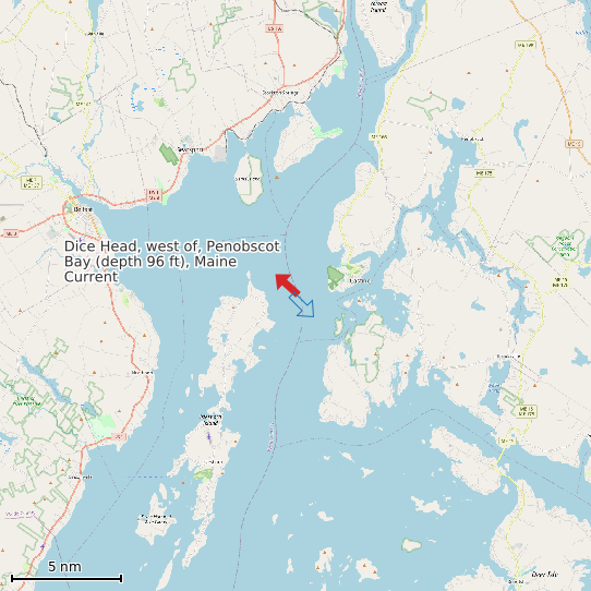 Map of Dice Head, west of, Penobscot Bay (depth 96 ft), Maine Current Prediction Station