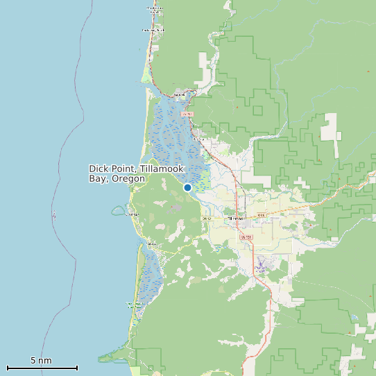 Map of Dick Point, Tillamook Bay, Oregon Tide Prediction Station