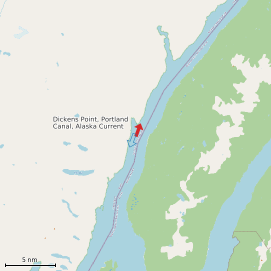 Map of Dickens Point, Portland Canal, Alaska Current Prediction Station