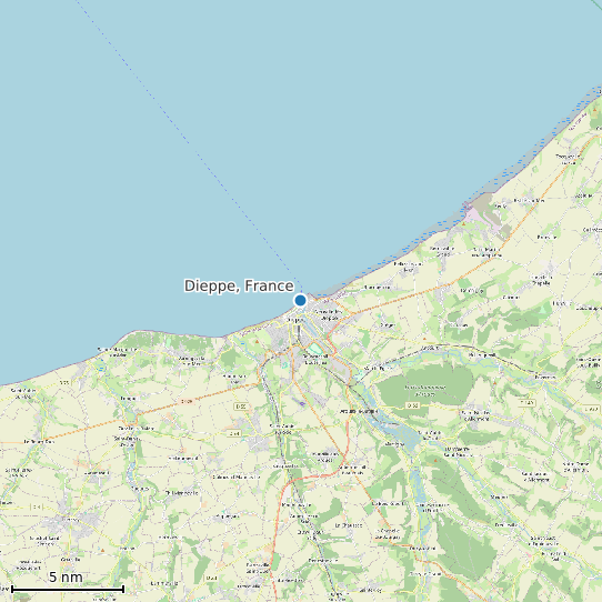 Map of Dieppe, France Tide Prediction Station