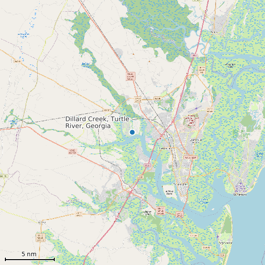 Map of Dillard Creek, Turtle River, Georgia Tide Prediction Station