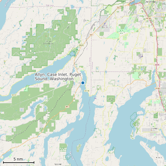 Map of Allyn, Case Inlet, Puget Sound, Washington Tide Prediction Station