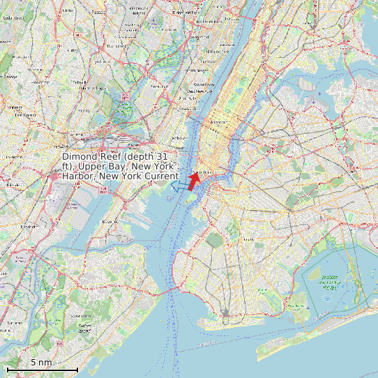 Map of Dimond Reef (depth 31 ft), Upper Bay, New York Harbor, New York Current Prediction Station