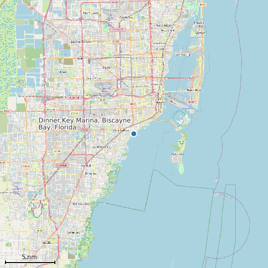 Map of Dinner Key Marina, Biscayne Bay, Florida Tide Prediction Station
