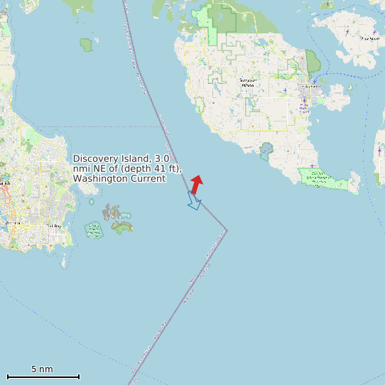 Map of Discovery Island, 3.0 nmi NE of (depth 41 ft), Washington Current Prediction Station