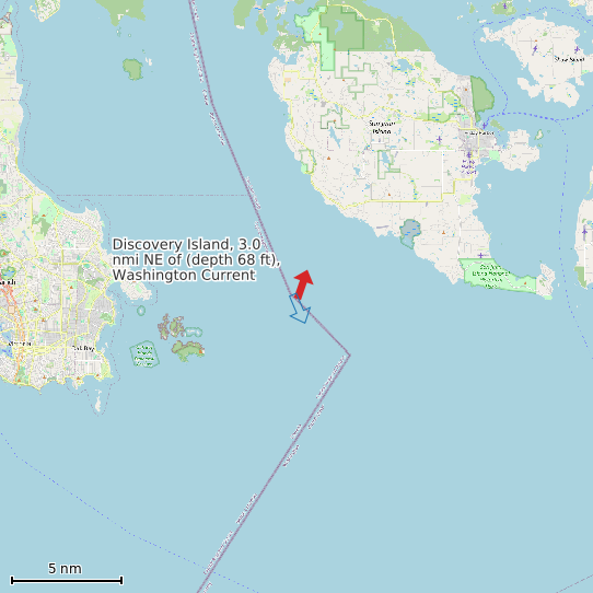 Map of Discovery Island, 3.0 nmi NE of (depth 68 ft), Washington Current Prediction Station