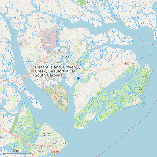 Map of Distant Island, Cowen Creek, Beaufort River, South Carolina Tide Prediction Station