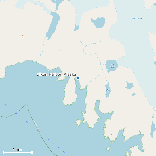 Map of Dixon Harbor, Alaska Tide Prediction Station