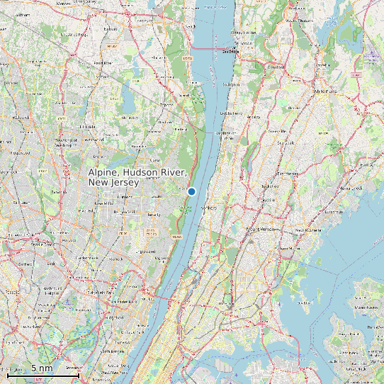 Map of Alpine, Hudson River, New Jersey Tide Prediction Station