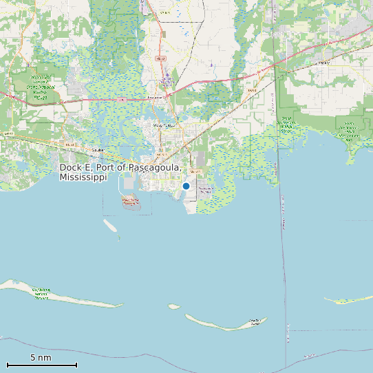 Map of Dock E, Port of Pascagoula, Mississippi Tide Prediction Station
