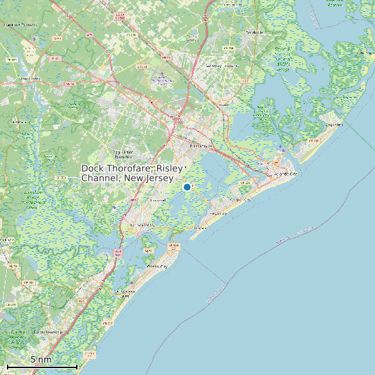Map of Dock Thorofare, Risley Channel, New Jersey Tide Prediction Station