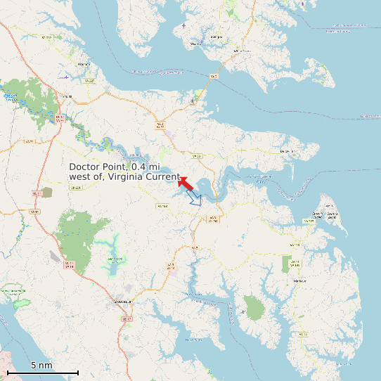 Map of Doctor Point, 0.4 mi west of, Virginia Current Prediction Station