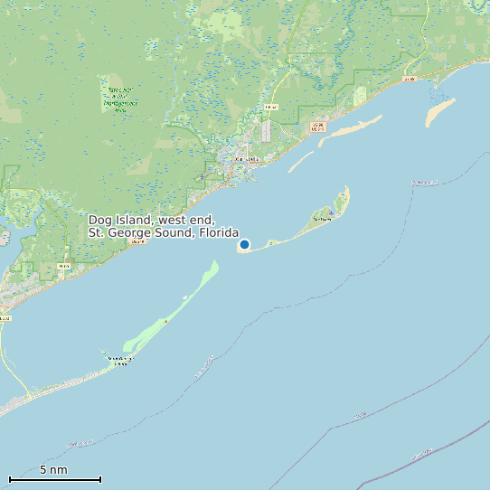 Map of Dog Island, west end, St. George Sound, Florida Tide Prediction Station
