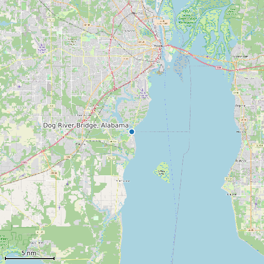 Map of Dog River Bridge, Alabama Tide Prediction Station
