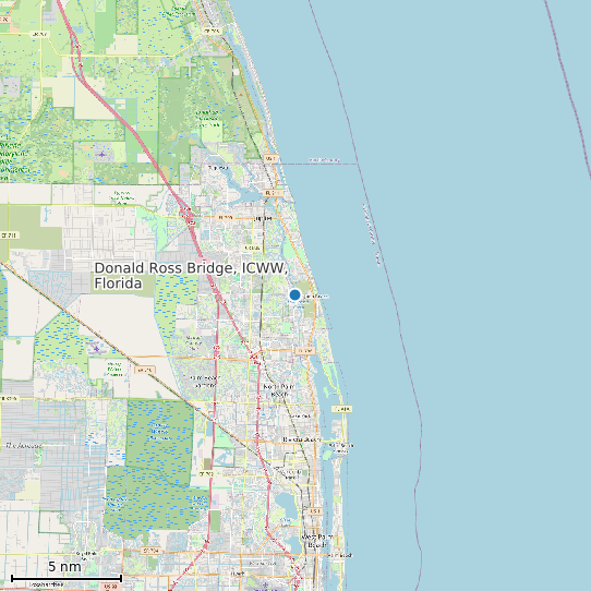 Map of Donald Ross Bridge, ICWW, Florida Tide Prediction Station