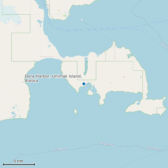 Map of Dora Harbor, Unimak Island, Alaska Tide Prediction Station