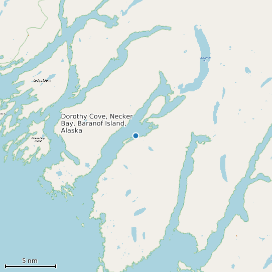 Map of Dorothy Cove, Necker Bay, Baranof Island, Alaska Tide Prediction Station