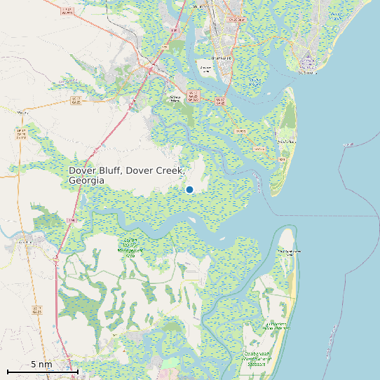 Map of Dover Bluff, Dover Creek, Georgia Tide Prediction Station