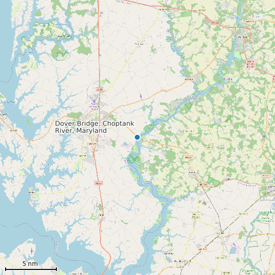 Map of Dover Bridge, Choptank River, Maryland Tide Prediction Station