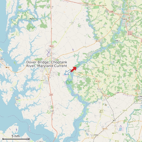 Map of Dover Bridge, Choptank River, Maryland Current Prediction Station