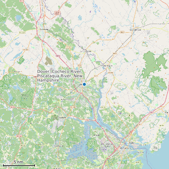 Map of Dover, Cocheco River, Piscataqua River, New Hampshire Tide Prediction Station